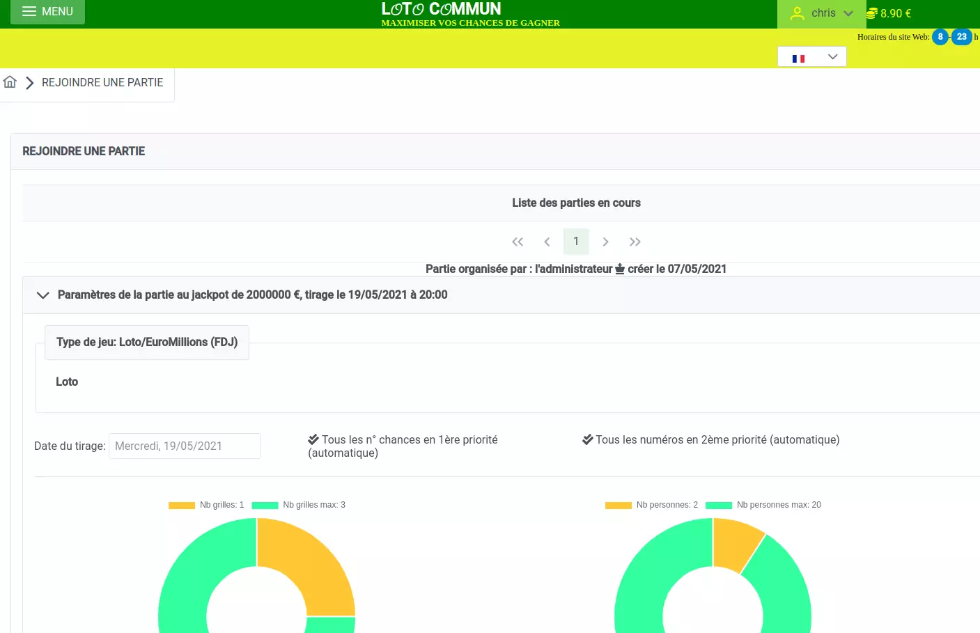 picture: REJOINDRE UNE PARTIE Rejoindre une partie Loto/EuroMillions en cours